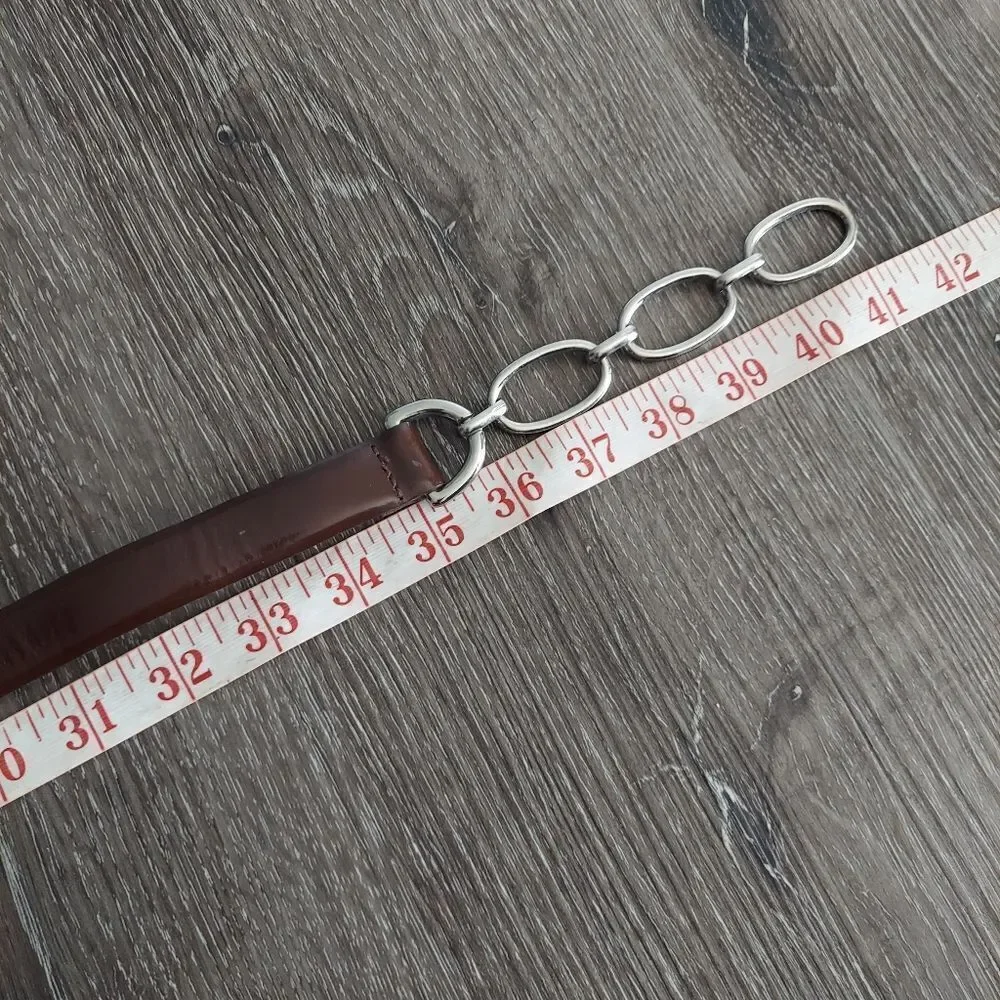 INC International Concepts Brown Belt with Silver Chain Detail XL